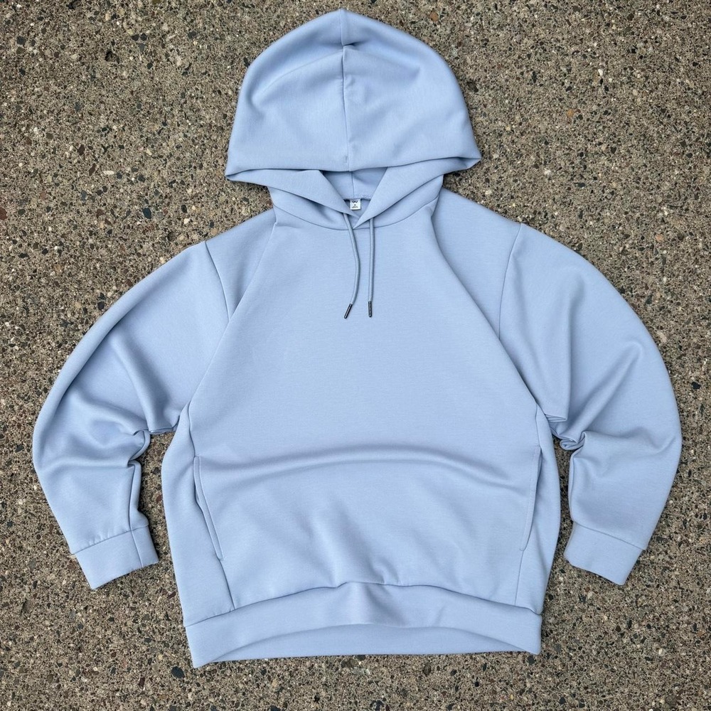GU Japan Light Blue Pullover Hoodie Mens Medium Minimalist 341-355821